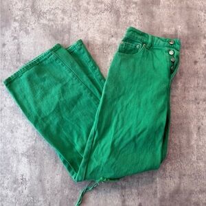 Green y2k wide leg jeans distressed colorful denim mid rise
